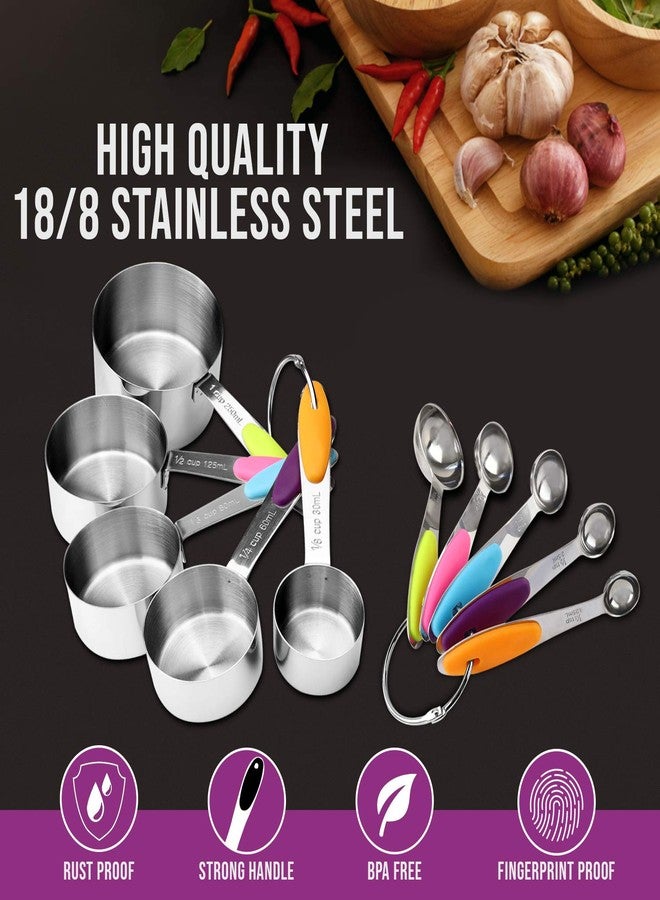 CONTROL KITCHEN Measuring Cups and Spoons Set 11 Piece. Includes 10 Stainless Steel Measuring Spoons and Cups Set and 1 Plastic Measuring Cup. Liquid Measuring Cups Set and Dry Metal Measuring Cup Set - Image 3