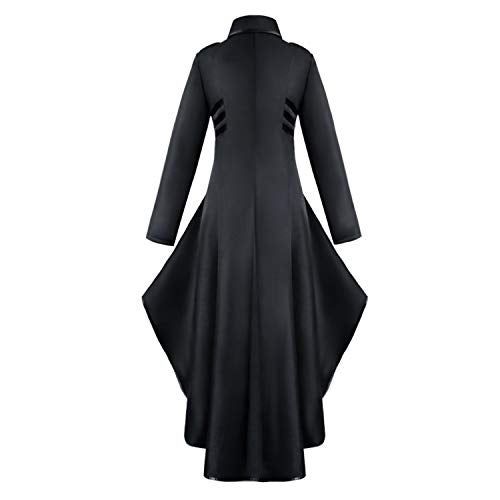 SIAEAMRG Renaissance Steampunk Tailcoat Halloween Costumes for Women, Victorian Medieval Pirate Vampire Gothic Jacket Dress Viking Coats (L, Black) - Image 2