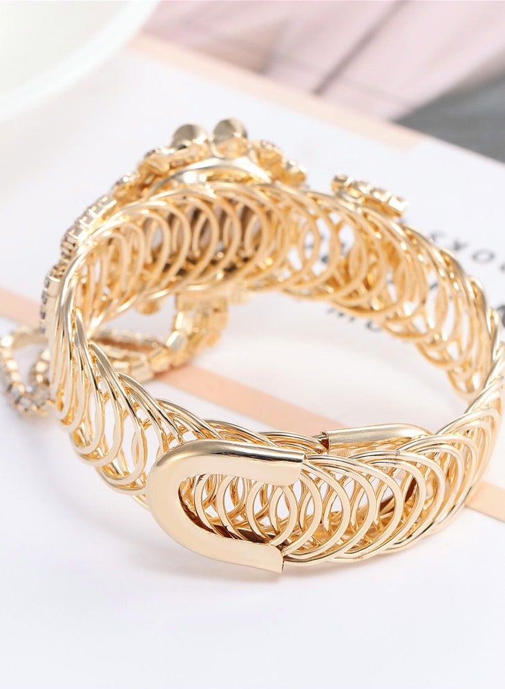 Ladies' diamond-encrusted elegant quartz watch, fashionable alloy bracelet watch for women - Image 3
