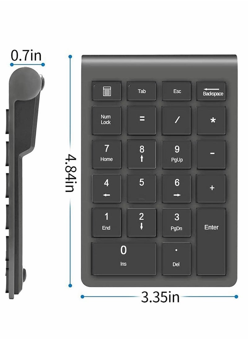 SYOSI - 22 Keys Bluetooth Wireless Number Pad Rechargeable 10Key 2.4GHz Numeric Keypad Efficiently Data Entry with Arrow for Laptop Desktop MacBook Pro Air iMac iPhone iPad - Image 1