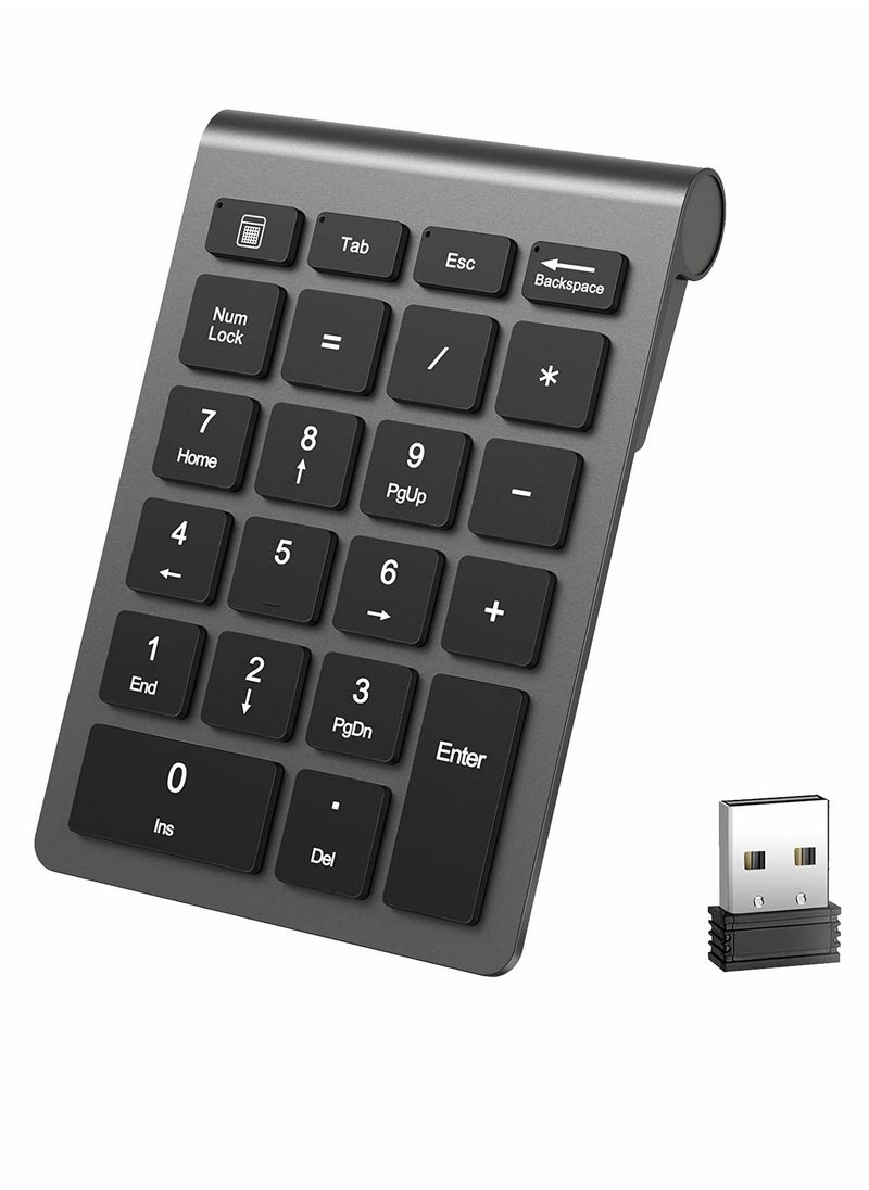 SYOSI - 22 Keys Bluetooth Wireless Number Pad Rechargeable 10Key 2.4GHz Numeric Keypad Efficiently Data Entry with Arrow for Laptop Desktop MacBook Pro Air iMac iPhone iPad - Image 1