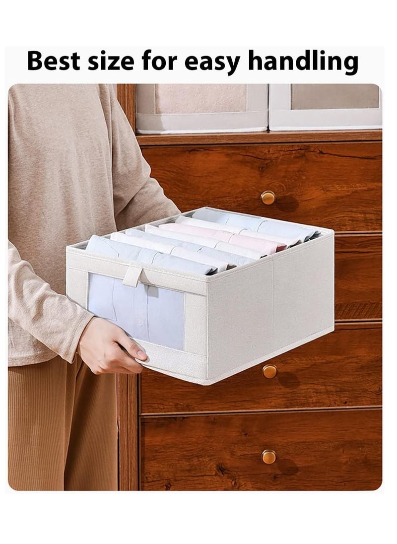 DUNISO - 4-piece Wardrobe Clothes Storage Boxes, Foldable Wardrobe Drawer Storage Boxes, Jeans Storage Boxes, Washable Cabinet Storage Boxes, Rectangular Storage Boxes with Fixed Handles for Home Bedroom and Office to Store Clothes, T-shirts, Pants, Toys and Books - Image 1