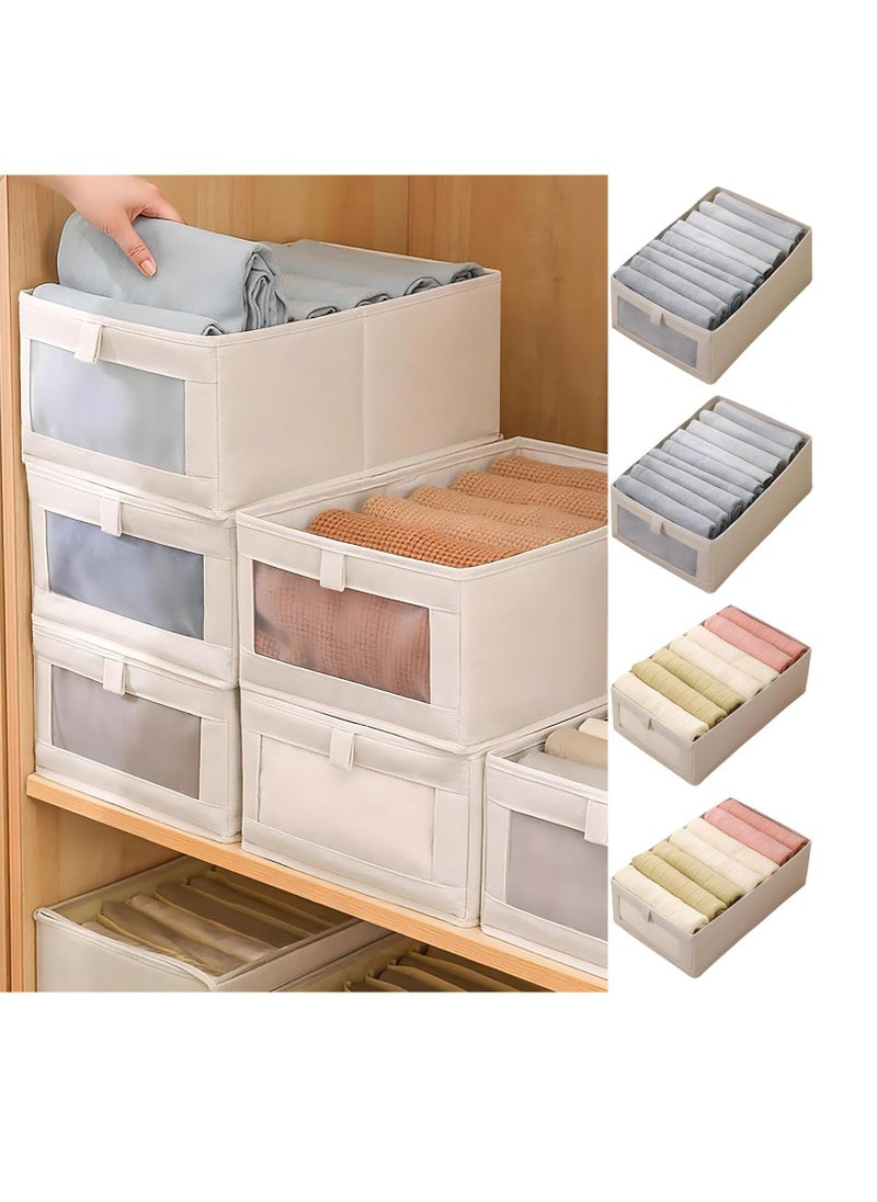 DUNISO - 4-piece Wardrobe Clothes Storage Boxes, Foldable Wardrobe Drawer Storage Boxes, Jeans Storage Boxes, Washable Cabinet Storage Boxes, Rectangular Storage Boxes with Fixed Handles for Home Bedroom and Office to Store Clothes, T-shirts, Pants, Toys and Books - Image 1