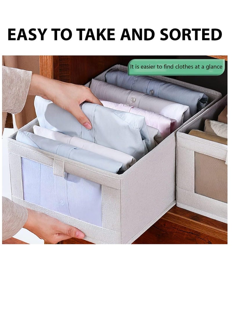 DUNISO - 4-piece Wardrobe Clothes Storage Boxes, Foldable Wardrobe Drawer Storage Boxes, Jeans Storage Boxes, Washable Cabinet Storage Boxes, Rectangular Storage Boxes with Fixed Handles for Home Bedroom and Office to Store Clothes, T-shirts, Pants, Toys and Books - Image 1