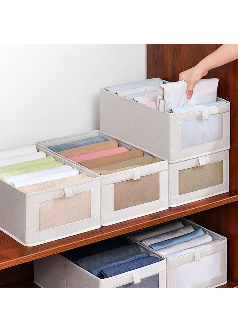 DUNISO - 4-piece Wardrobe Clothes Storage Boxes, Foldable Wardrobe Drawer Storage Boxes, Jeans Storage Boxes, Washable Cabinet Storage Boxes, Rectangular Storage Boxes with Fixed Handles for Home Bedroom and Office to Store Clothes, T-shirts, Pants, Toys and Books - Image 1