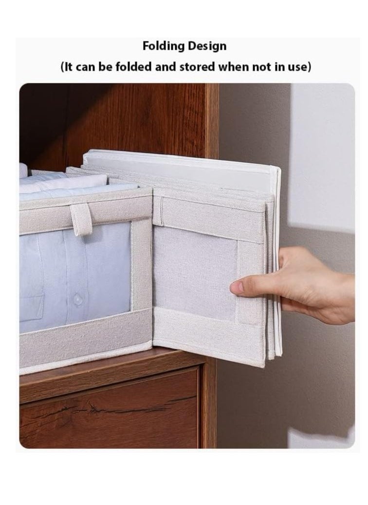DUNISO - 4-piece Wardrobe Clothes Storage Boxes, Foldable Wardrobe Drawer Storage Boxes, Jeans Storage Boxes, Washable Cabinet Storage Boxes, Rectangular Storage Boxes with Fixed Handles for Home Bedroom and Office to Store Clothes, T-shirts, Pants, Toys and Books - Image 1