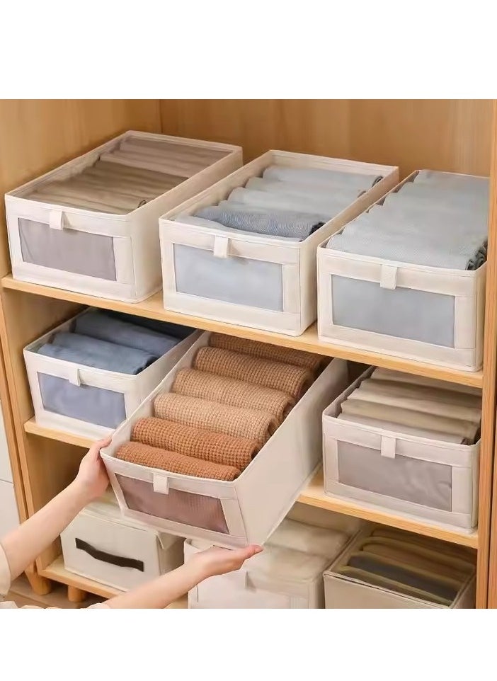 DUNISO - 4-piece Wardrobe Clothes Storage Boxes, Foldable Wardrobe Drawer Storage Boxes, Jeans Storage Boxes, Washable Cabinet Storage Boxes, Rectangular Storage Boxes with Fixed Handles for Home Bedroom and Office to Store Clothes, T-shirts, Pants, Toys and Books - Image 1
