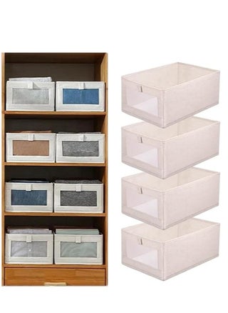 4-piece Wardrobe Clothes Storage Boxes, Foldable Wardrobe Drawer Storage Boxes, Jeans Storage Boxes, Washable Cabinet Storage Boxes, Rectangular Storage Boxes with Fixed Handles for Home Bedroom and Office to Store Clothes, T-shirts, Pants, Toys and Books - pzsku/Z26B92A20FB1DCECA5206Z/45/_/1738931095/ef61544e-fcec-4d12-8f7a-82e6e4e3bd08