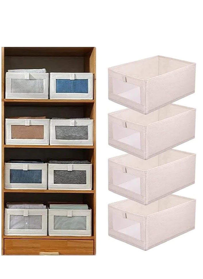 DUNISO - 4-piece Wardrobe Clothes Storage Boxes, Foldable Wardrobe Drawer Storage Boxes, Jeans Storage Boxes, Washable Cabinet Storage Boxes, Rectangular Storage Boxes with Fixed Handles for Home Bedroom and Office to Store Clothes, T-shirts, Pants, Toys and Books - Image 1
