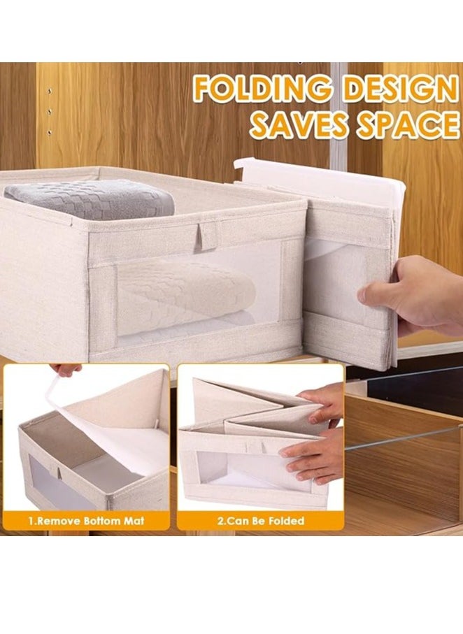 DUNISO - 4-piece Wardrobe Clothes Storage Boxes, Foldable Wardrobe Drawer Storage Boxes, Jeans Storage Boxes, Washable Cabinet Storage Boxes, Rectangular Storage Boxes with Fixed Handles for Home Bedroom and Office to Store Clothes, T-shirts, Pants, Toys and Books - Image 1