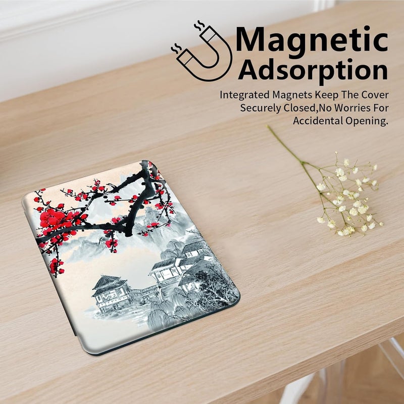 Mxfdegf for Fire HD 10 Tablet Case 11th Generation 2021 and Amazon Fire HD10 Plus Case 10.1", 360 Degree Rotating Stand Smart Protective Case,for Fire HD 10 2021 Tablet,Watercolor Sakura - Image 3