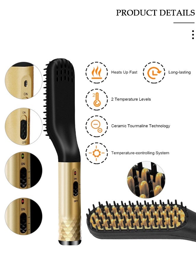 DUNISO مشط فرد اللحية للرجال، مشط شعر ساخن، فرشاة تصفيف اللحية الكهربائية السريعة، مشط تصفيف اللحية المحمول للسفر، فرشاة فرد متعددة الوظائف - Image 3