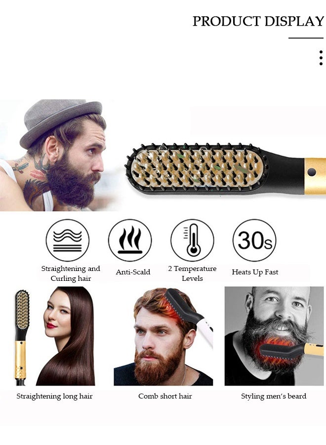 DUNISO مشط فرد اللحية للرجال، مشط شعر ساخن، فرشاة تصفيف اللحية الكهربائية السريعة، مشط تصفيف اللحية المحمول للسفر، فرشاة فرد متعددة الوظائف - Image 4