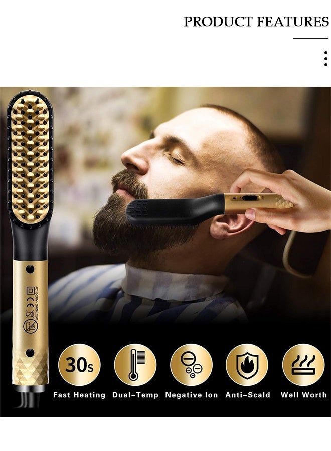 DUNISO مشط فرد اللحية للرجال، مشط شعر ساخن، فرشاة تصفيف اللحية الكهربائية السريعة، مشط تصفيف اللحية المحمول للسفر، فرشاة فرد متعددة الوظائف - Image 2