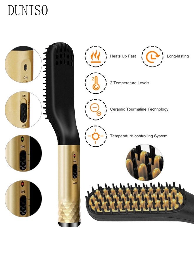 DUNISO Beard Straightener Comb for Men,Hair Hot Comb,Quick Electric Heated Beard Brush Styler,Travel Portable Styling Comb beard iron, Multifunctional Straightening Brush - Image 5