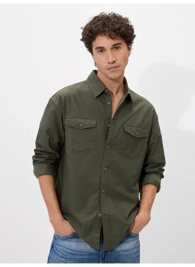 The Souled Store The Souled Store Men Solids Olive Green Relaxed Fit Shirts