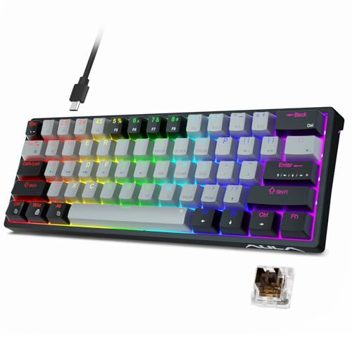 AULA 60 Percent Wired Mechanical Gaming Keyboard, 29 RGB Backlit Custom Hot Swappable Keyboards, Brown Switch 60% Mini Small Compact Design for PC/Mac/Laptop/Wins(Wired Version) - Image 1