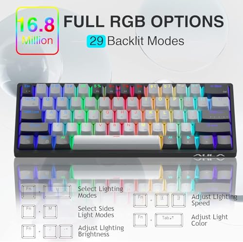 AULA 60 Percent Wired Mechanical Gaming Keyboard, 29 RGB Backlit Custom Hot Swappable Keyboards, Brown Switch 60% Mini Small Compact Design for PC/Mac/Laptop/Wins(Wired Version) - Image 2