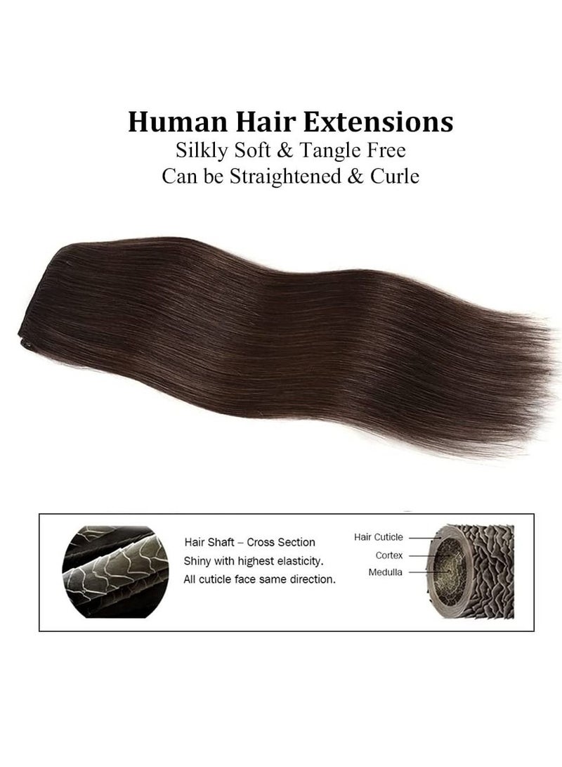 إستيل وصلات شعر بشري ريمي للسيدات مشبك شعر بشري طويل حريري مستقيم 100 جرام 4 قطع بني داكن - Image 5