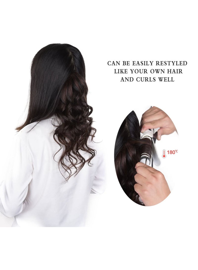 إستيل وصلات شعر بشري ريمي للسيدات مشبك شعر بشري طويل حريري مستقيم 100 جرام 4 قطع بني داكن - Image 3