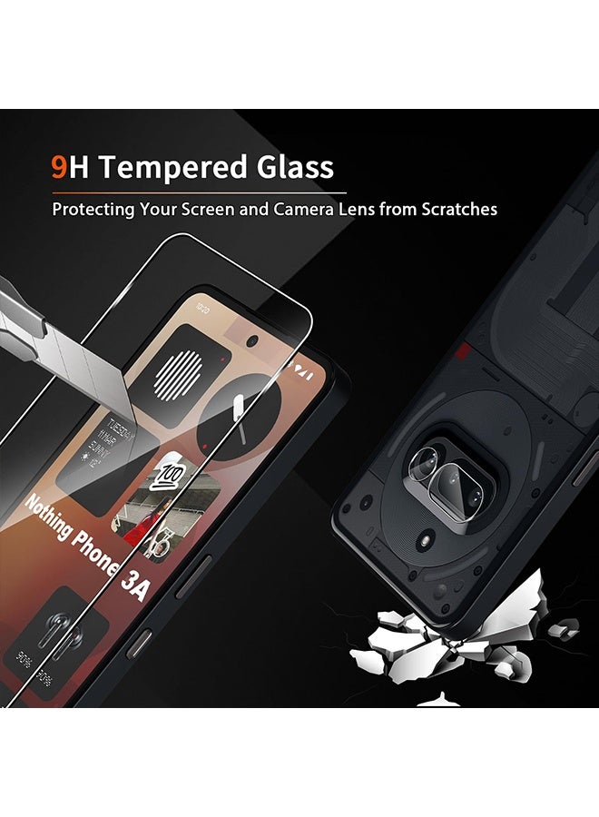 X-level High Quality Nothing Phone 3a Tempered Glass Screen Protector, 9H Shatterproof, 2 Pieces Tempered Glass and 2 Pieces Camera Lens Protector, Ultra-Clear & Anti-Scratch Shockproof, Full coverage, Case Friendly, Easy Installation and Screen Protector Accessorie - Image 2