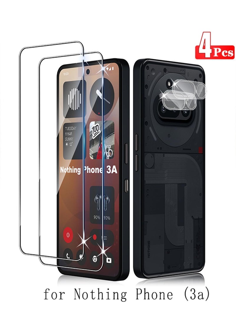 X-level High Quality Nothing Phone 3a Tempered Glass Screen Protector, 9H Shatterproof, 2 Pieces Tempered Glass and 2 Pieces Camera Lens Protector, Ultra-Clear & Anti-Scratch Shockproof, Full coverage, Case Friendly, Easy Installation and Screen Protector Accessorie - Image 1