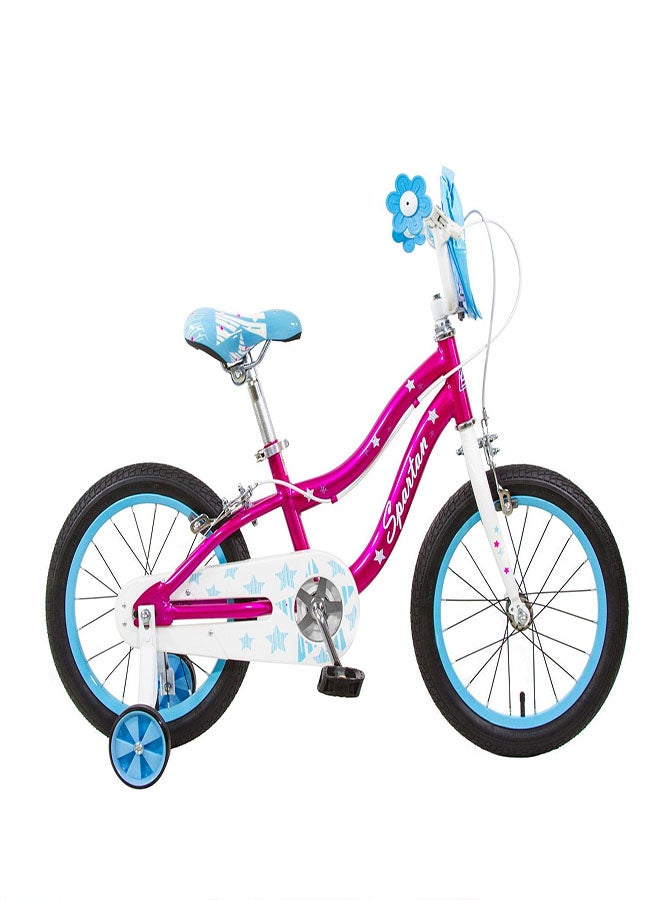 Spartan Sparkle Kids Bike | 16 Inch Wheel Size With Training Wheels | Single Speed | Purple Color - Image 1