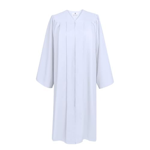 GradPlaza Matte Choir Robe for Church Baptism Officiant Confirmation Costume,Graduation Gown for School,Judge Robe,Pastor Robes White Size 39 - Image 1