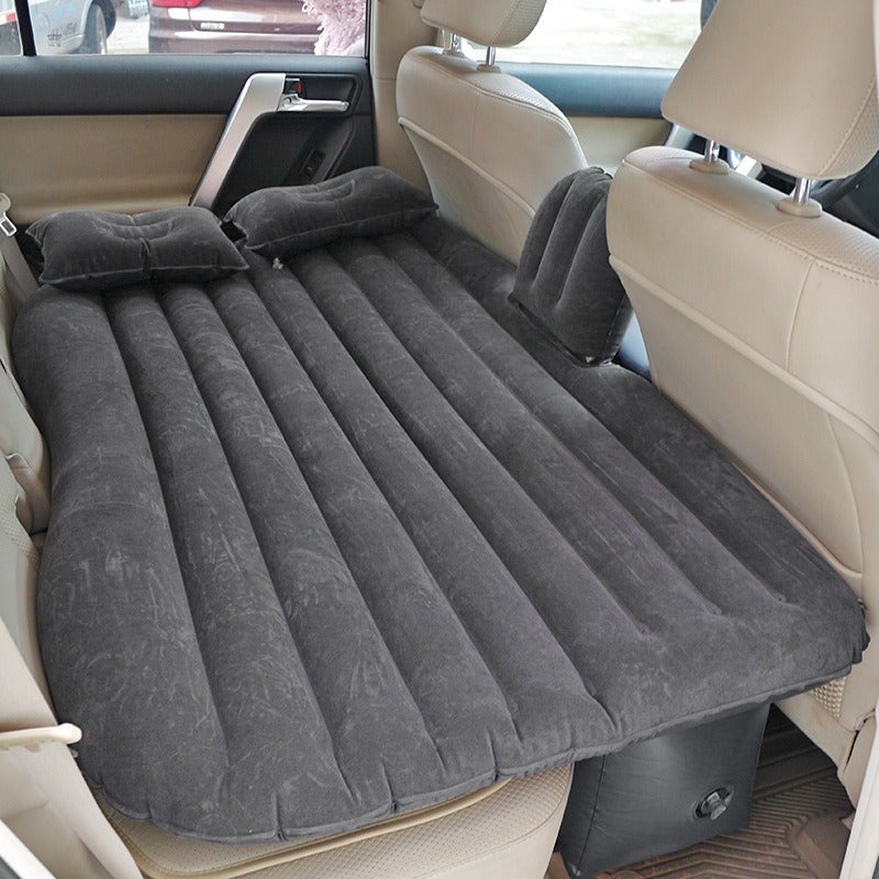 Car Rear Seat Air Mattress - Inflatable Bed for SUVs and Sedans - Straight Pattern Black - Image 1