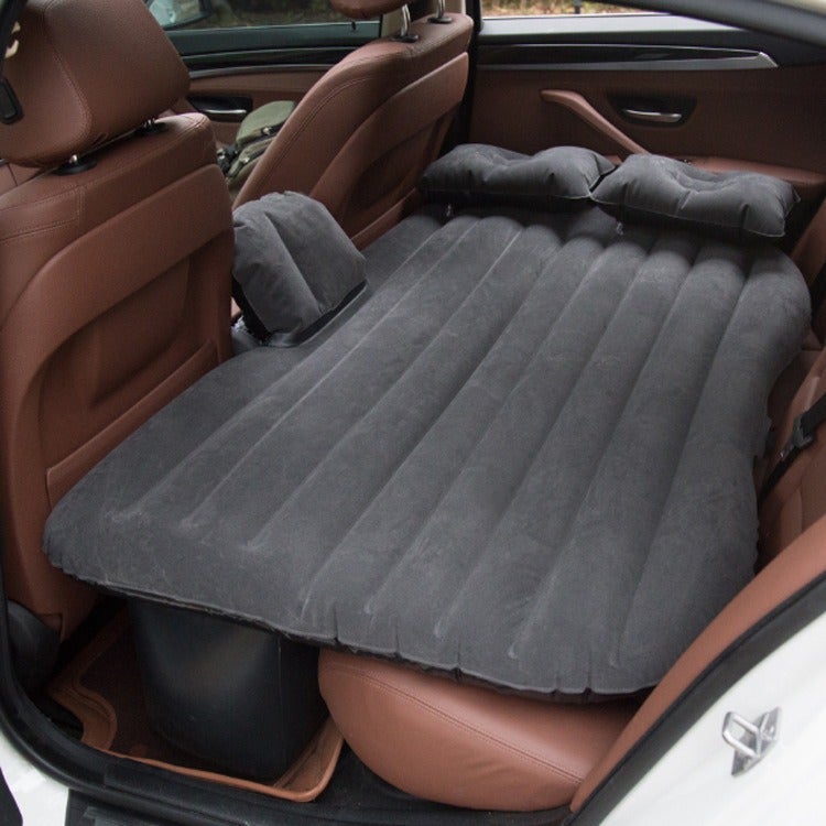 Car Rear Seat Air Mattress - Inflatable Bed for SUVs and Sedans - Straight Pattern Black - Image 4