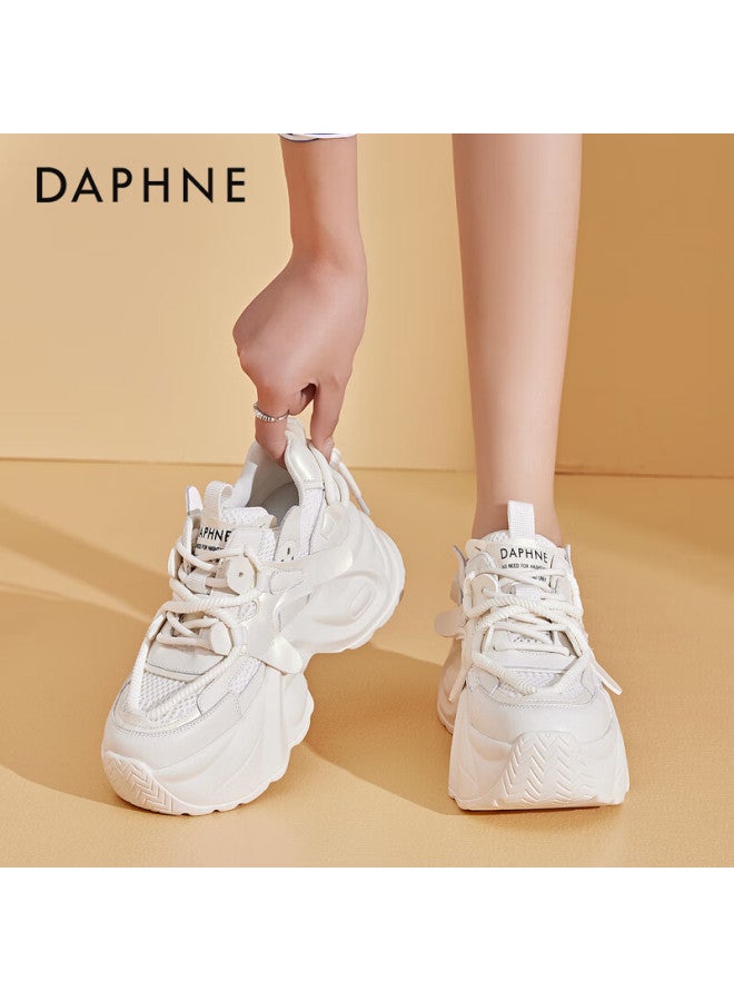 Daphne Chunky Sneakers For Women, Thick-soled Height-increasing Sports Shoes, Versatile Fashionable Casual Shoes For All Seasons, Beige, Size 40 - Image 1