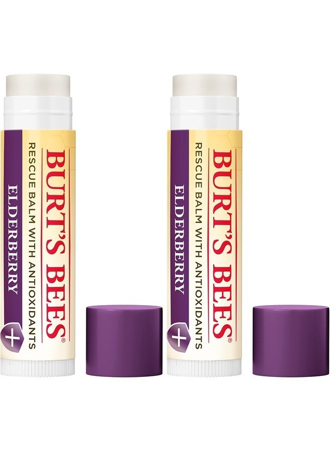 Burt's Bees 100% Natural Origin Rescue Lip Balm with Beeswax and Antioxidant-Rich Elderberry, 2 Tube in Blister Box, Package May Vary, Purple, 0.15 Oz - Image 5