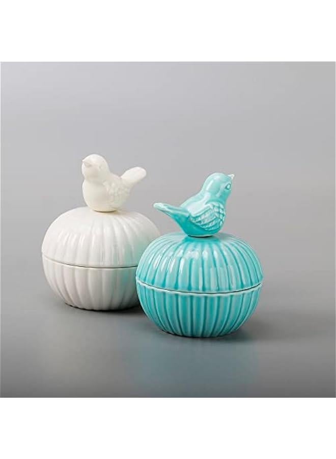 Ceramic Jewelry Boxes Ring Holder with Bird Statue - Decorative Animal Statue Bird Figurines Trinket Box for Jewelry,Ring,Earrings,Trinkets Tower,Wedding Candy Box,Gifts for Home Decor  - Image 5