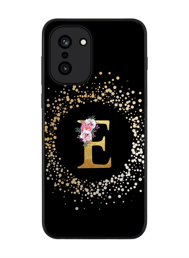 For OnePlus 15R Case,Slim fit Camera Protection, Shockproof Thin Phone cover  - Custom Monogram Floral - E ( Black )