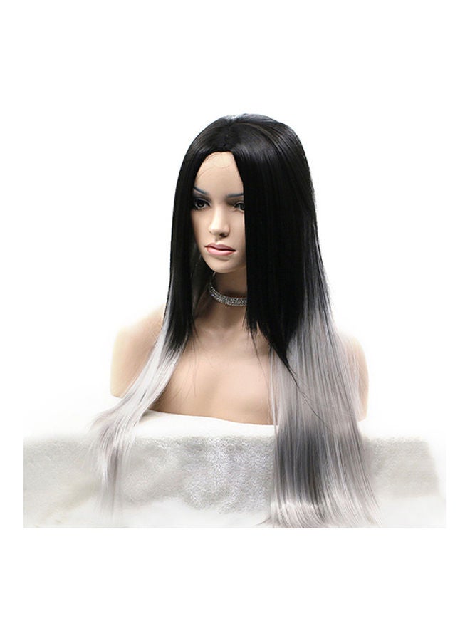 NIBEMINENT Women's Sexy Long Straight Wig Hair Heat Resistant Black Ombre Grey Party Wigs Multi-Color 0.247kg - Image 3
