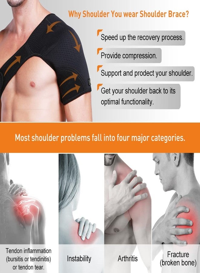 Hueglo Right Shoulder Brace for Women Men Rotator Cuff,Adjustable Shoulder Support for Shoulder Pain Relief，Dislocated AC Joint,Labrum Tear,Sprain,Soreness,Bursitis, Tendinitis,Shoulder Support Strap - Image 3
