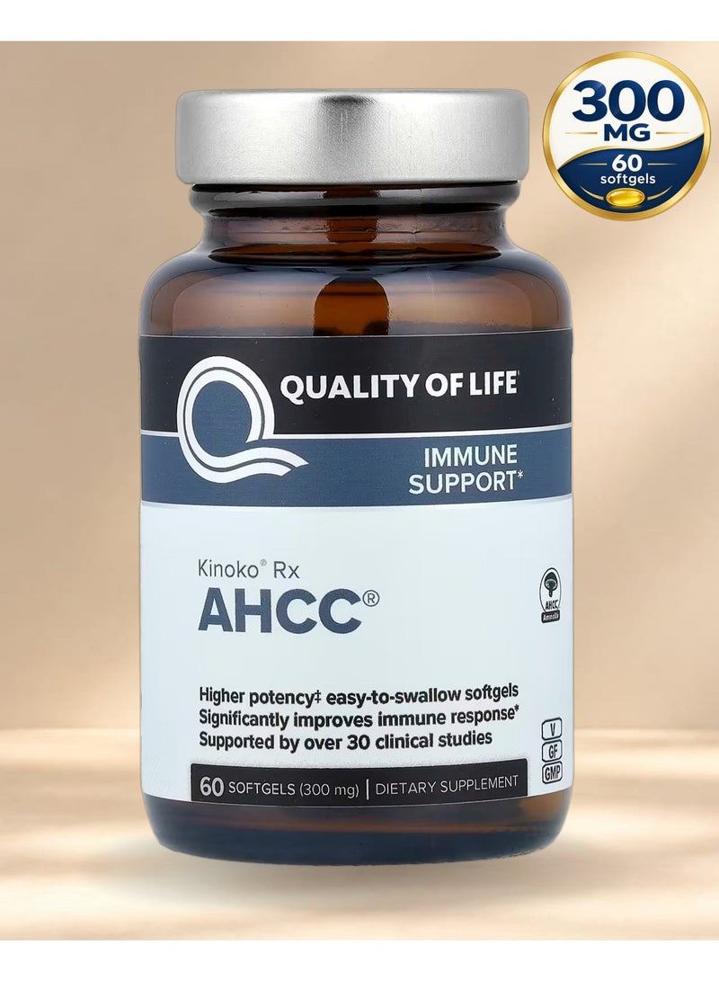 Quality of Life, Kinoko Rx, AHCC, 60 Softgels (300 mg per Softgel) - Image 1