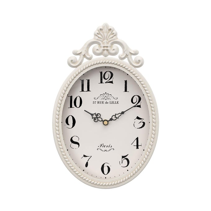 SMALL FRENCH RETRO DECORATIVE WALL CLOCK IVORY WHITE VINTAGE OVAL STYLESILENT BATTERY OPERATED BOHO DECOR WALL CLOCKS FOR FARMHOUSEKITCHENBEDROOMBATHROOM104 H X 67 W