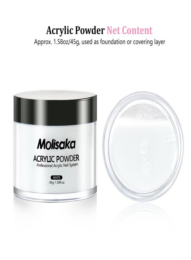 Molisaka White Acrylic Powder - Professional Nail Powder for Extension French Nail Art - 1.58oz - Image 5