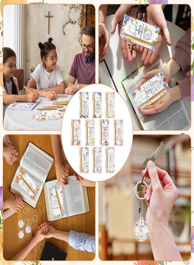 ANGOLIO 230 Spanish Christian Floral Religious Gifts Bulk, Regalos Cristianos En Español Bible Verse Bamboo Pen Keychain Inspirational Bookmark Religious Gift for Teacher Student Church Supplies - Image 5