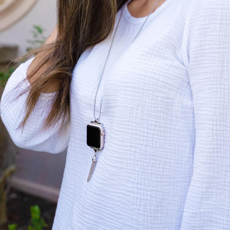 Divoti iWatch Necklace Adapter Compatible with Apple Watch | ID Badge Holder Necklace, Series 38/40 / 41mm | Stylish & Durable Stainless Steel | Snake Chain Strap Replacement Wearable Women & Men - Image 2