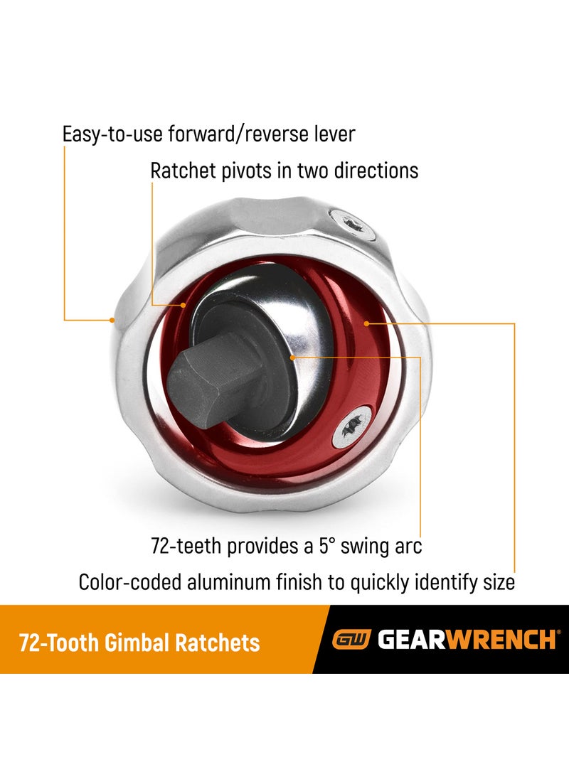 GearWrench GEARWRENCH 1/4 Inch Drive 72 Tooth Gimbal Ratchet | 81027  - Image 3