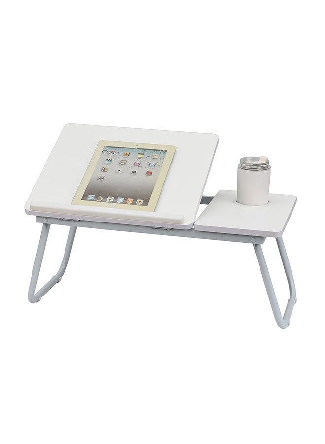 LAWAZIM Folding Table With Adjustable Top - White Color - Laptop Bed Tray Desk with Adjustable Tilt Panel, Cup Holder, and Foldable Legs - for Bed, Sofa, Floor, Reading, Writing, Eating, and Studying - Image 2