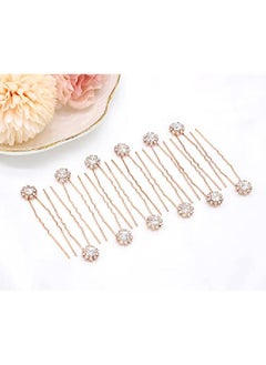 Ammei Headpiece Crystal Bridal Hair Pins Clips Wedding Hair Accessories Hair Set Jewelry With Rhinestone For Brides And Bridesmaids Set Of 12 (Rose Gold)  - Image 2