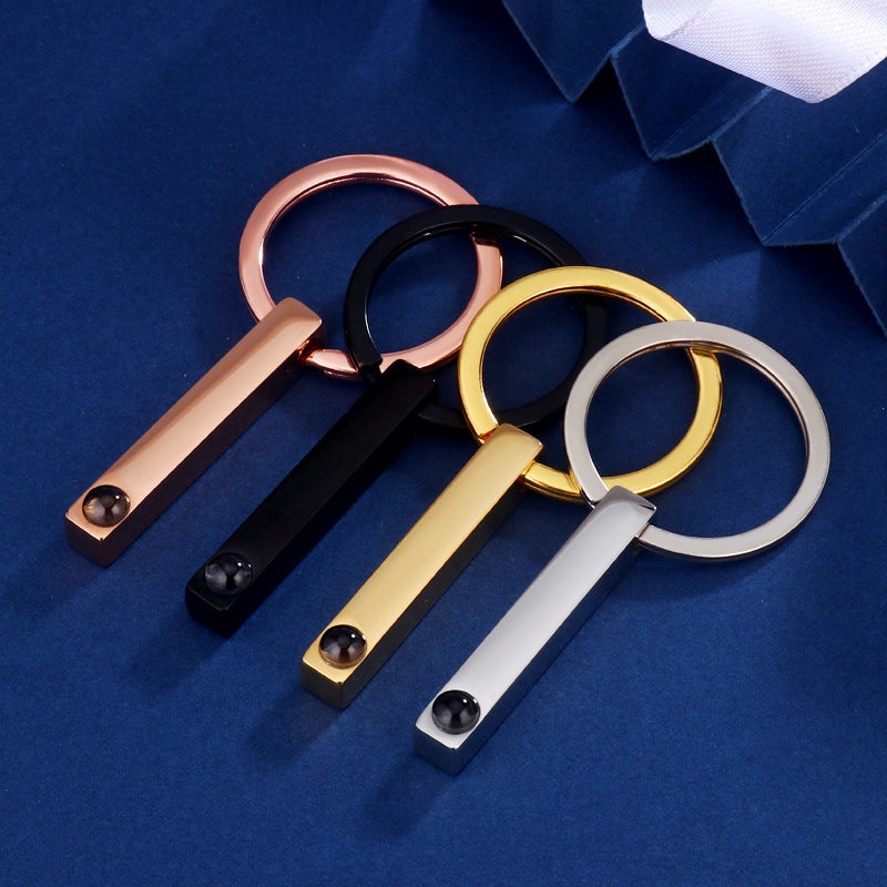 Best Selling New Rectangular Column Keychain 100 Kinds Of Voice I Love You Hd Projection Color Po Customization - Image 2
