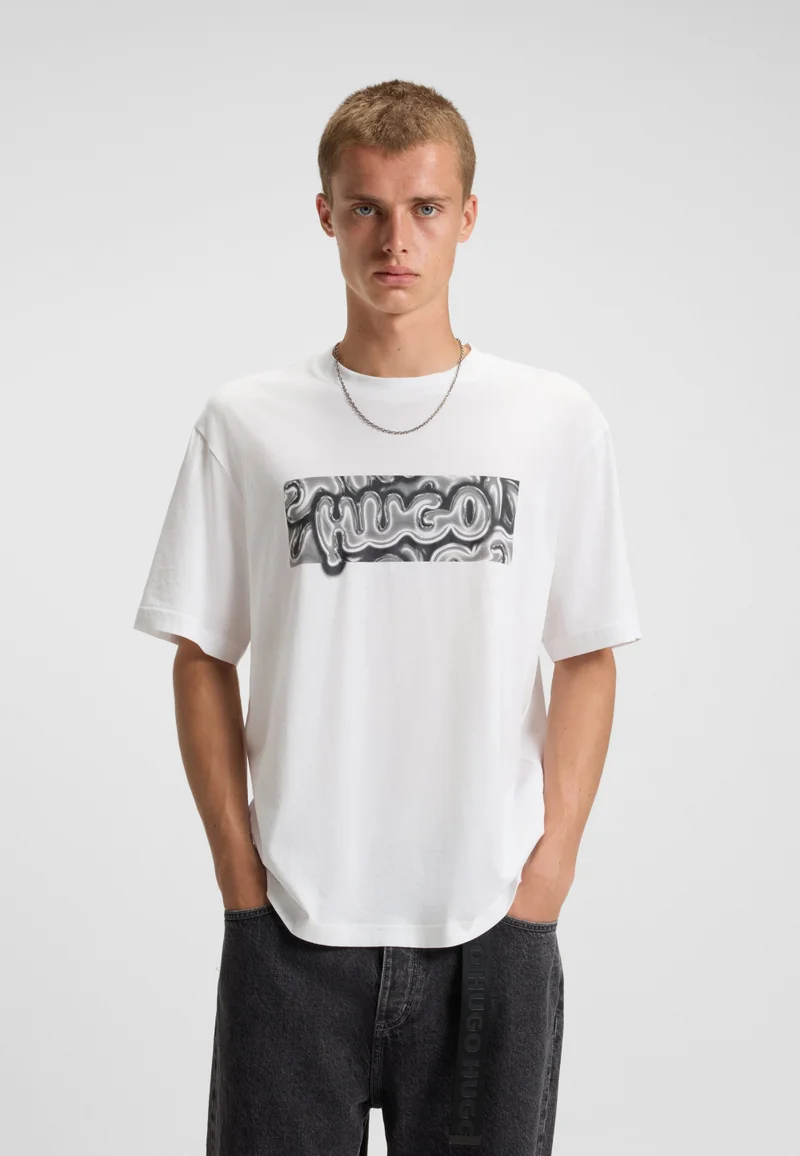 هوجو All-gender cotton-jersey T-shirt with graphic print