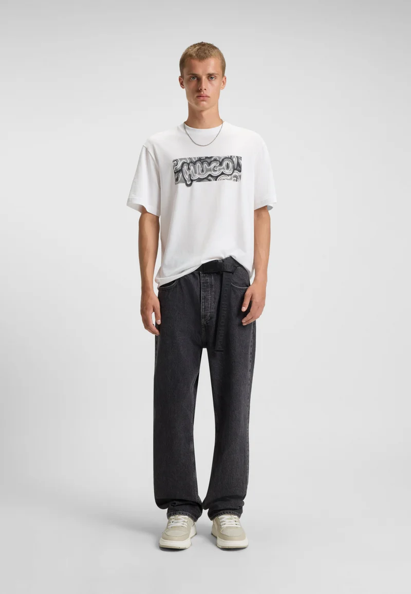 HUGO All-gender cotton-jersey T-shirt with graphic print