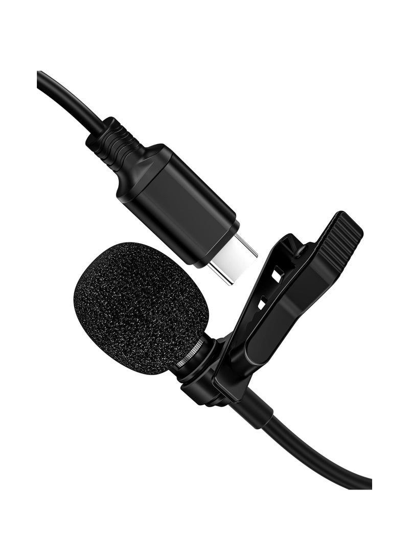 ماركة غير محددة - ميكروفون لافالير USB-C بمشبك – مايك احترافي لتسجيل الفيديو والمقابلات والفلوج – كابل 2 متر - Image 1