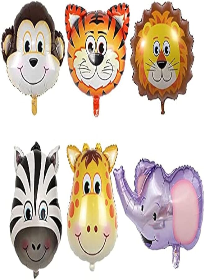 Secret Hongkai 6pcs 22 Inch Jungle Safari Animals Balloons Giant Zoo Animal mylar Foil Balloons Kit for Jungle Safari Animals Theme Birthday Party Decorations and Supplies