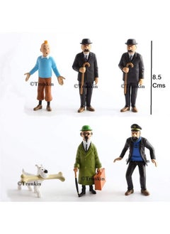 Trunkin Trunkin The Adventures of Tintin 6 Pieces 3 Inch Figurines Tin Tin Snowy Captain Handdock Dr Calculus Thomson Brothers Statue Figure  - Image 2